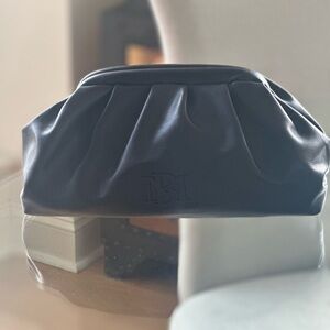 Badgley Mischka Black Vegan leather clutch Bag w/ Chain link shoulder strap